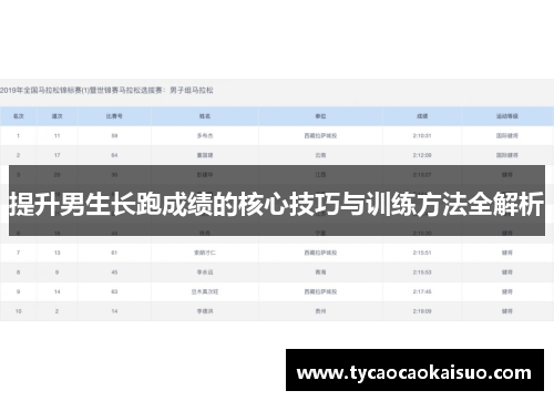 提升男生长跑成绩的核心技巧与训练方法全解析